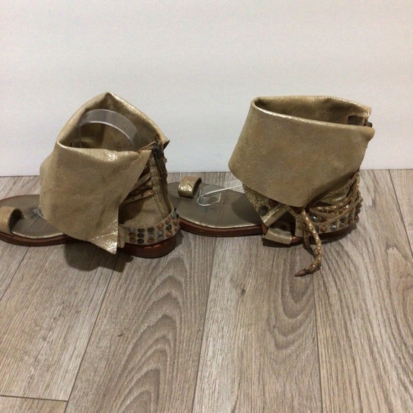 Zadig & Voltaire Gold Rhinestone skull gladiator Sandals 7 - Picture 5 of 11